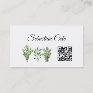 Carte De Visite QR Code Herbs Chef cuisinier Restaurant