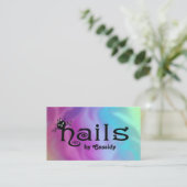 Carte De Visite Qr code holographique Adorable chat noir ongles am (Debout devant)