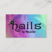 Carte De Visite Qr code holographique Adorable chat noir ongles am (Devant)