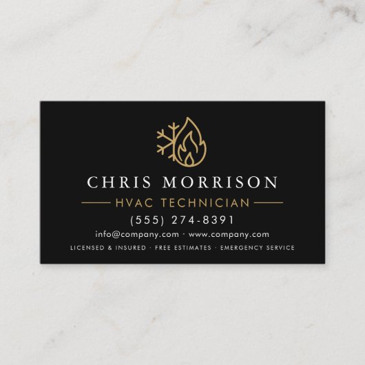 Carte De Visite QR Code HVAC Technician Heating and Air (Devant)