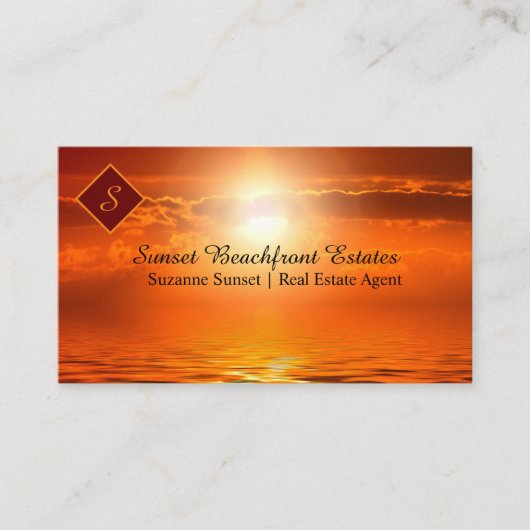 Carte De Visite QR Code Immobilier Monogramme Orange Sunset (Devant)