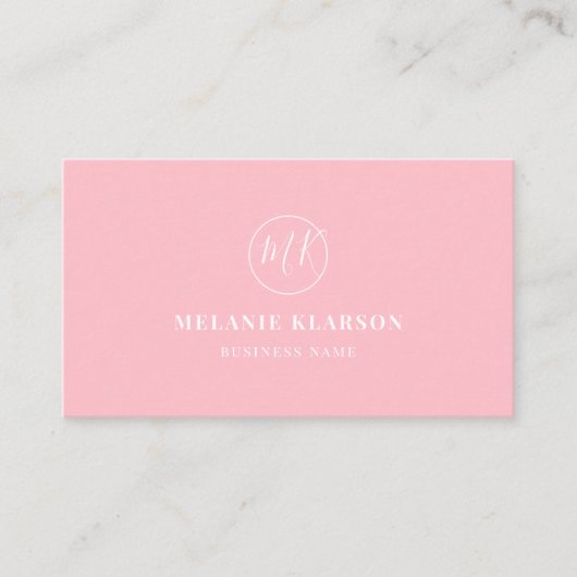 Carte De Visite QR Code initial Monogramme minimal rose moderne ch (Devant)