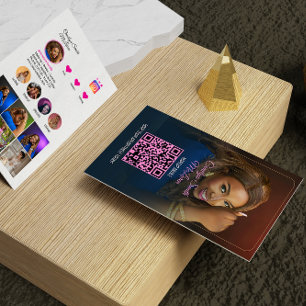 Carte de visite QR Code Instagram Rose Chaud pour 