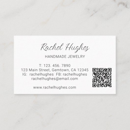 Carte De Visite QR Code Jeweler Floral (Dos)