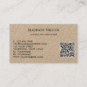 Carte De Visite QR Code Landscape Designer Greenery (Dos)