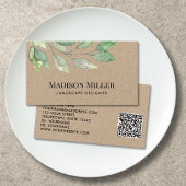 Carte De Visite QR Code Landscape Designer Greenery 