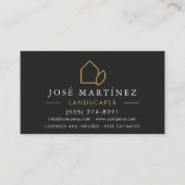 Carte De Visite QR Code Landscaper Lawn Service Black & Gold (Devant)