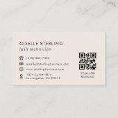 Carte De Visite QR Code Lash Technician Modern Minimalist (Dos)