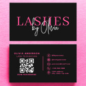Carte De Visite QR Code Lashes Technicien Hot Pink Noir