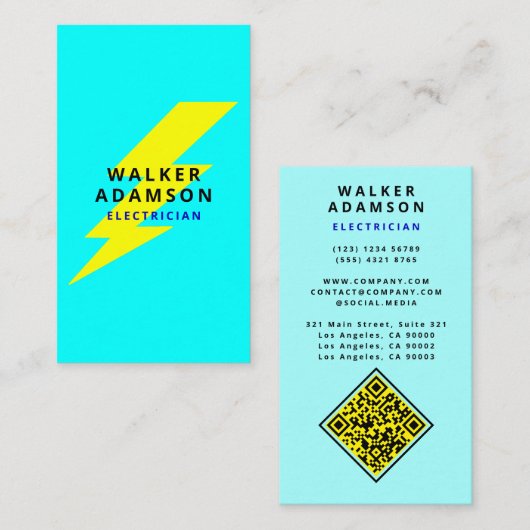 Carte De Visite (QR Code & Lightning) Service d'électricien modern (Devant / Derrière)