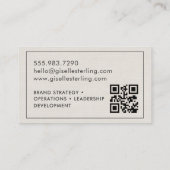 Carte De Visite QR Code Linen Monogram Modern (Dos)