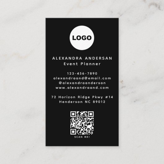 Carte De Visite QR Code Logo Black Modern Minimalist Professional  (Devant)