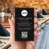Carte De Visite QR Code Logo Black Modern Minimalist Professional 