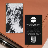 Carte De Visite QR Code Logo Black Modern Minimalist Professional 