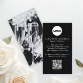 Carte De Visite QR Code Logo Black Modern Minimalist Professional 