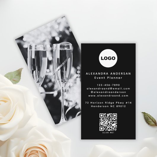 Carte De Visite QR Code Logo Black Modern Minimalist Professional 
