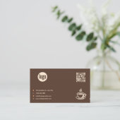 Carte de visite QR Code Logo Café Brun (Debout devant)