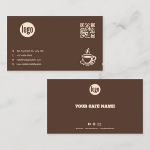 Carte de visite QR Code Logo Café Brun