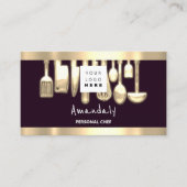 Carte De Visite QR CODE Logo Chef personnel Cuisine Restaurant (Devant)