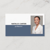 Carte De Visite QR CODE Logo Photo professionnelle Portrait BLUE (Devant)