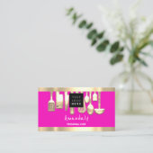 Carte De Visite QR CODE Logo Pink Personal Chef Cuisine (Debout devant)