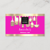 Carte De Visite QR CODE Logo Pink Personal Chef Cuisine (Devant)
