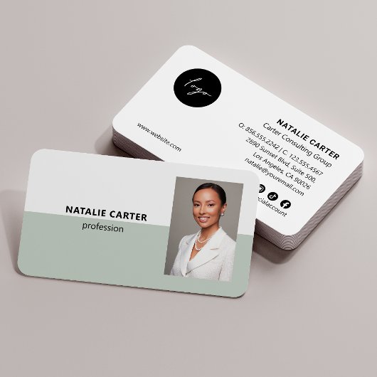 Carte De Visite QR CODE Logo Portrait photo professionnel SAGE