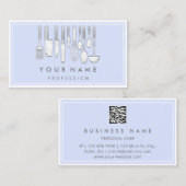 Carte De Visite QR CODE Logo Restaurant Cuisine Diet Chef Bleu (Devant / Derrière)