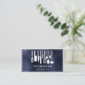 Carte De Visite QR CODE Logo Restaurant Cuisine Diète Chef Marine (Debout devant)