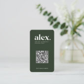 Carte de visite QR Code Logo Vert Foncé Moderne (Debout devant)