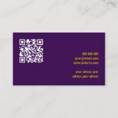 Carte De Visite QR Code lumière parties scintillant dorée violet p (Dos)