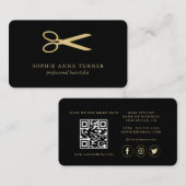 Carte De Visite QR Code Luxe Gold Black Professional (Devant / Derrière)