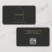 Carte de visite QR Code Luxe Moderne à cravate noi (Devant / Derrière)