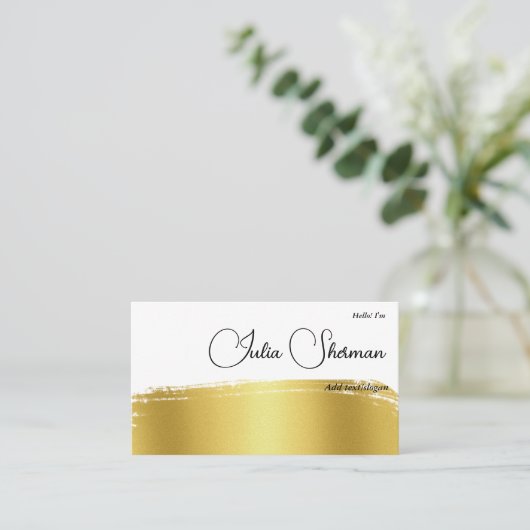 Carte De Visite QR Code Luxe Monogramme Or noir Script Minimal (Debout devant)