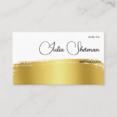 Carte De Visite QR Code Luxe Monogramme Or noir Script Minimal (Devant)