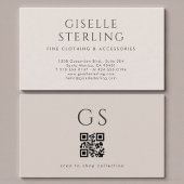Carte De Visite QR Code Luxury Boutique Taupe Neutral