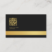 Carte De Visite QR Code Luxury Real Estate Agent Black Gold (Dos)