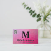 Carte de visite QR Code Magenta Géométrique (Debout devant)