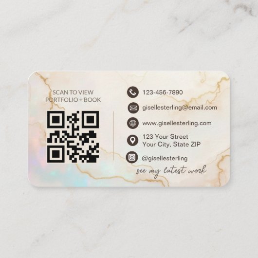 Carte De Visite QR Code Makeup Artist Opal Stone  (Dos)