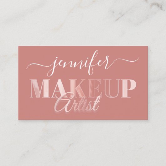 Carte De Visite QR Code maquillage Artiste Gold Confetti Rose Poud (Devant)