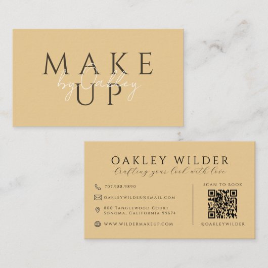 Carte De Visite QR Code Maquilleuse Sable (Devant / Derrière)