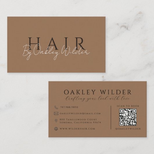 Carte De Visite QR Code Maquilleuse Terre Cuite Foncé (Devant / Derrière)