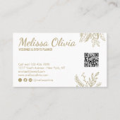 Carte de visite QR Code mariage floral rose élégan (Dos)
