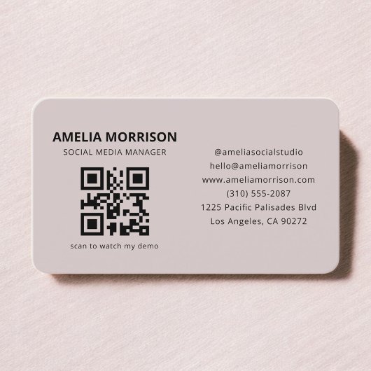 Carte de visite QR Code Mauve Rose
