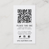 Carte De Visite Qr code menu balayage noir blanc simple (Devant)