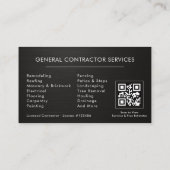 Carte de visite QR Code métallisé noir argenté pou (Dos)