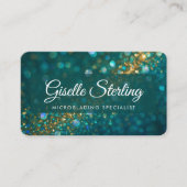 Carte De Visite QR Code Microblading Teal Gold Glitter  (Devant)