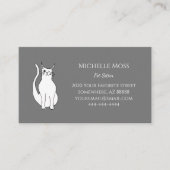 Carte De Visite QR code mignon Wing Chat Pet Sitter Gris (Devant)