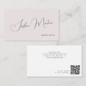 Carte De Visite QR code minimalist elegant name script blush (Devant / Derrière)