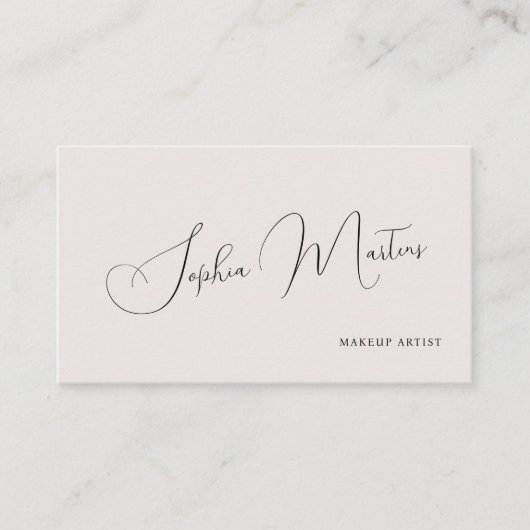 Carte De Visite QR code minimalist elegant name script blush (Devant)